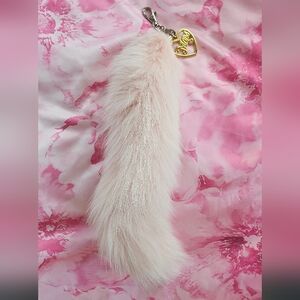 Ma*rs Gyaru Logo Baby Pink Fox Fur Keychain